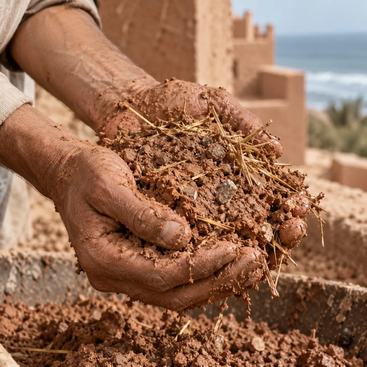 Earth mixed with straw