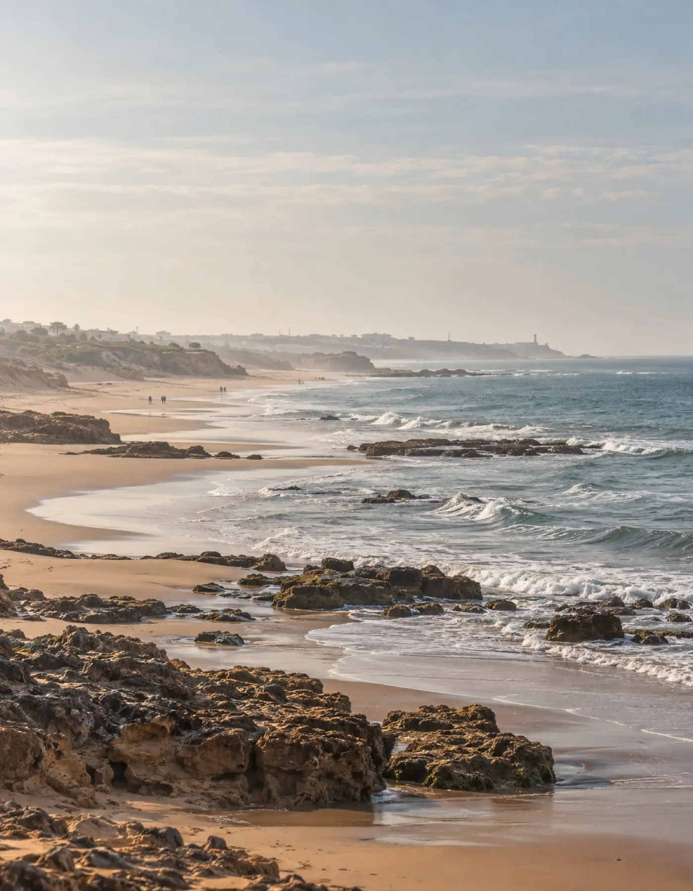 The wide sandy beach at Harhoura in the morning