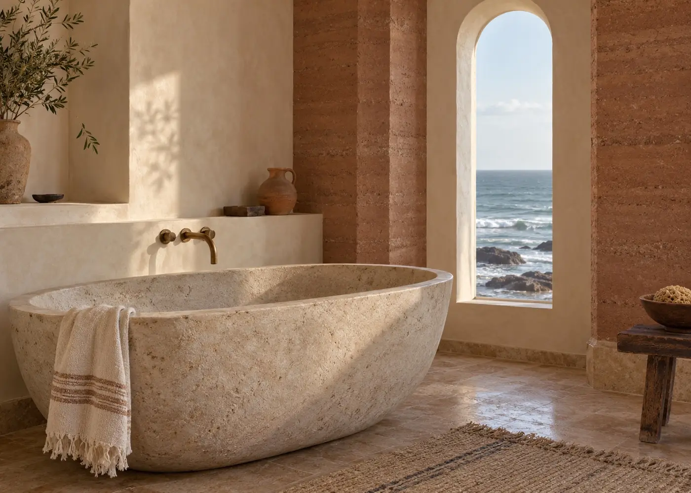 A stone tub by the sea